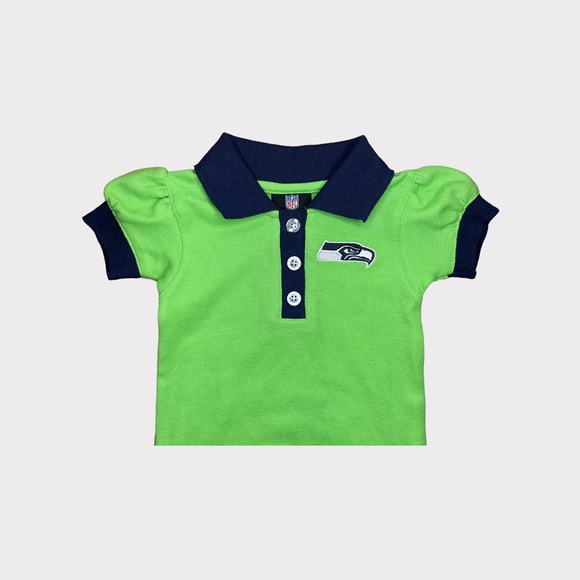 NFL Team Apparel Seattle Seahawks Ruffle Tier Bottom Polo Dress - Picture 2 of 4